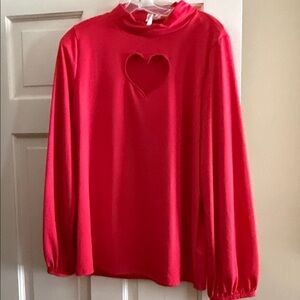 BiBi Red Long Sleeve Top with Heart Cutout